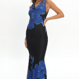 Cassiopeia Open Back Maxi Dress Hibiscus Blue