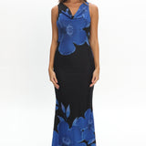 Cassiopeia Open Back Maxi Dress Hibiscus Blue
