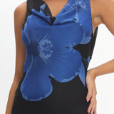 Cassiopeia Open Back Maxi Dress Hibiscus Blue