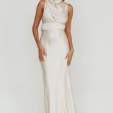 Isabella Satin Maxi Dress Champagne