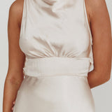 Isabella Satin Maxi Dress Champagne