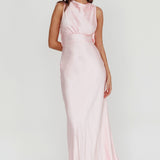 Isabella Satin Backless Maxi Dress Pink