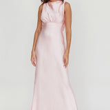 Isabella Satin Backless Maxi Dress Pink