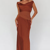 Isabella Open Cowl Back Maxi Dress Cocoa