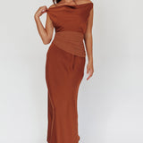 Isabella Open Cowl Back Maxi Dress Cocoa