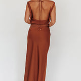 Isabella Open Cowl Back Maxi Dress Cocoa