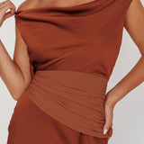 Isabella Open Cowl Back Maxi Dress Cocoa