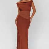 Isabella Open Cowl Back Maxi Dress Cocoa