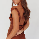 Isabella Open Cowl Back Maxi Dress Cocoa