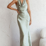 Cassiopeia Open Back Maxi Dress Pistachio
