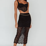 Milano Crochet Lace Midi Skirt Black