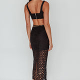 Milano Crochet Lace Midi Skirt Black