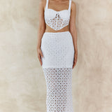 Milano Crochet Lace Midi Skirt White