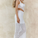 Milano Crochet Lace Midi Skirt White