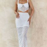 Milano Crochet Lace Midi Skirt White