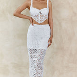 Milano Crochet Lace Midi Skirt White