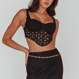 Milano Crochet Lace Crop Top Black