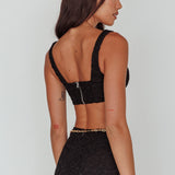 Milano Crochet Lace Crop Top Black