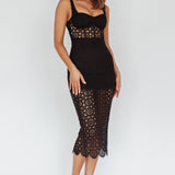 Milano Crochet Lace Midi Dress Black