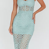 Milano Crochet Lace Midi Dress Sage