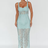 Milano Crochet Lace Midi Dress Sage