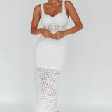 Milano Crochet Lace Midi Dress White
