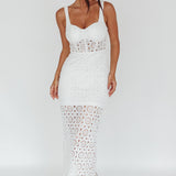 Milano Crochet Lace Midi Dress White