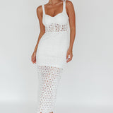 Milano Crochet Lace Midi Dress White