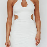 Estella Keyhole Ribbed Midi Dress White