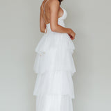 Nightingale Tiered Mesh Maxi Dress White