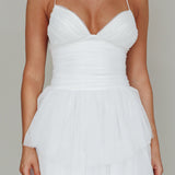 Nightingale Tiered Mesh Maxi Dress White