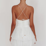 Nightingale Ruched Mesh Mini Dress White