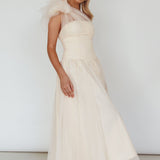 Let's Elope Bow Shoulder Midi Dress Butter