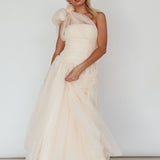 Let's Elope Bow Shoulder Midi Dress Butter