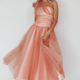 Let's Elope Bow Shoulder Midi Dress Lipstick