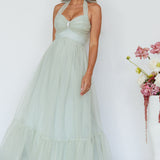 Alegria Tulle Maxi Dress Pistachio