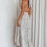 South Haven Halter Midi Dress Floral Beige
