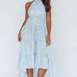 South Haven Halter Midi Dress Floral Blue
