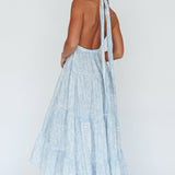 South Haven Halter Midi Dress Floral Blue