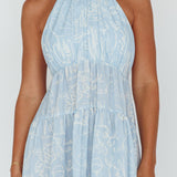 South Haven Halter Midi Dress Floral Blue