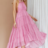 South Haven Halter Midi Dress Pink