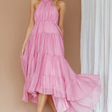 South Haven Halter Midi Dress Pink