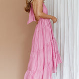 South Haven Halter Midi Dress Pink