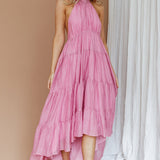 South Haven Halter Midi Dress Pink