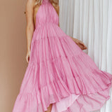 South Haven Halter Midi Dress Pink