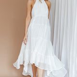 South Haven Halter Midi Dress White