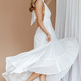 South Haven Halter Midi Dress White