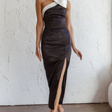 Sweetest Thing One-Shoulder Bow Maxi Dress Black