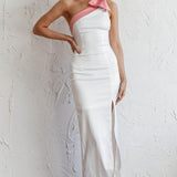 Sweetest Thing One-Shoulder Bow Maxi Dress White