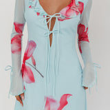 Sea Dreaming Ruffle Trim Mini Dress Floral Blue